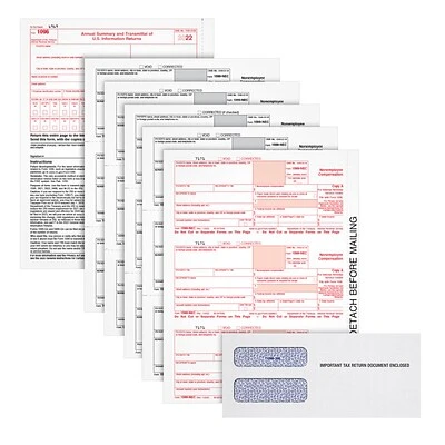 TOPS 2022 1099-NEC 5-Part Laser/Inkjet Tax Forms & Envelopes, 100 Sets/Pack (LNEC5KIT-S) 2 TOPS 2022 1099-NEC 5-Part Laser/Inkjet Tax Forms & Envelopes, 100 Sets/Pack (LNEC5KIT-S)