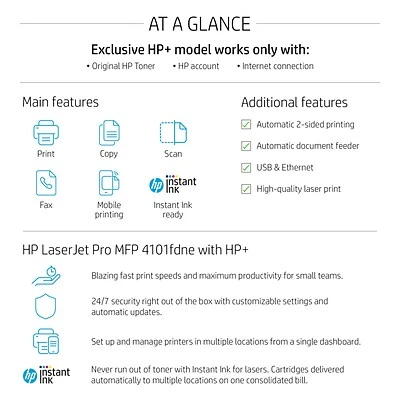 Printers HP LaserJet Pro MFP 4101fdne Black & White Printer, HP+ Smart Office, Fax, Bonus 3 Months Instant Ink (2Z618E#BGJ) 7 Printers HP LaserJet Pro MFP 4101fdne Black & White Printer, HP+ Smart Office, Fax, Bonus 3 Months Instant Ink (2Z618E#BGJ) - Image 5