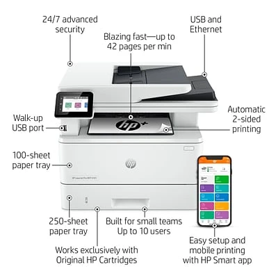 Printers HP LaserJet Pro MFP 4101fdne Black & White Printer, HP+ Smart Office, Fax, Bonus 3 Months Instant Ink (2Z618E#BGJ) 6 Printers HP LaserJet Pro MFP 4101fdne Black & White Printer, HP+ Smart Office, Fax, Bonus 3 Months Instant Ink (2Z618E#BGJ) - Image 4
