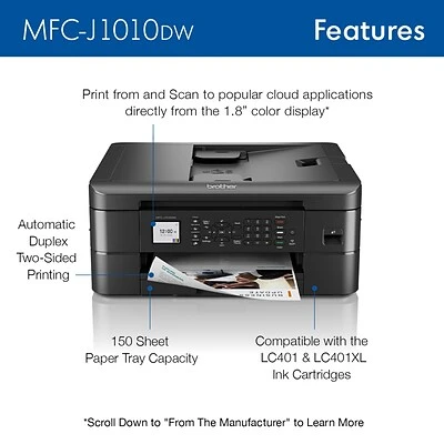 Printers Brother MFCJ1010DW Wireless Color All-in-One Inkjet Printer, Refresh Subscription Eligible 5 Printers Brother MFCJ1010DW Wireless Color All-in-One Inkjet Printer, Refresh Subscription Eligible - Image 3