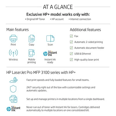 Printers HP LaserJet Pro MFP 3101fdwe Wireless Black & White Printer With HP+ Smart Office Features, Fax, Bonus 3 Months Instant Ink 7 Printers HP LaserJet Pro MFP 3101fdwe Wireless Black & White Printer With HP+ Smart Office Features, Fax, Bonus 3 Months Instant Ink - Image 5