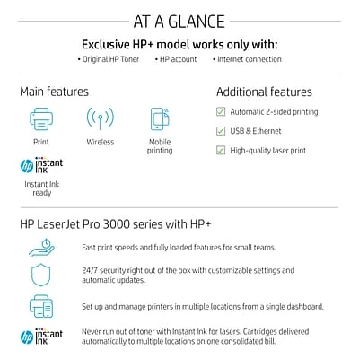 Printers HP LaserJet Pro 3001dwe Wireless Black & White Printer With HP+ Smart Office Features, Bonus 3 Months Instant Ink (3G650E#BGJ) 7 Printers HP LaserJet Pro 3001dwe Wireless Black & White Printer With HP+ Smart Office Features, Bonus 3 Months Instant Ink (3G650E#BGJ) - Image 5