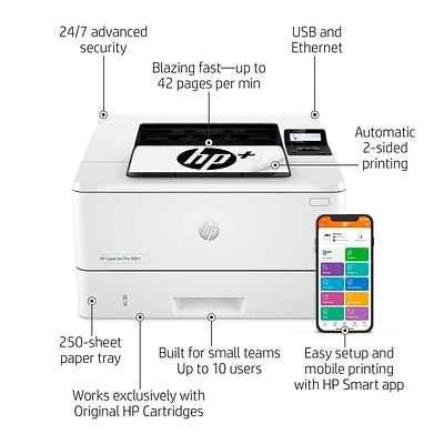 Printers HP LaserJet Pro 4001dne Black & White Printer With Bonus 3 Months Instant Ink (2Z600E#BGJ) 6 Printers HP LaserJet Pro 4001dne Black & White Printer With Bonus 3 Months Instant Ink (2Z600E#BGJ) - Image 4