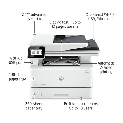 Printers HP LaserJet Pro MFP 4101fdw Black & White Printer With Fax (2Z619F#BGJ) 4 Printers HP LaserJet Pro MFP 4101fdw Black & White Printer With Fax (2Z619F#BGJ) - Image 2