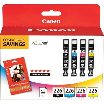 Canon CLI-226 Black/Cyan/Magenta/Yellow Standard Yield Ink Cartridge, 4/Pack (4546B007) 3 Canon CLI-226 Black/Cyan/Magenta/Yellow Standard Yield Ink Cartridge, 4/Pack (4546B007)