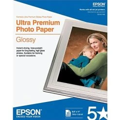 Epson® Ultra Premium Glossy Photo Paper Epson Ultra Premium Glossy Photo Paper, 8.5" X 11", 25/Pack (S042182)