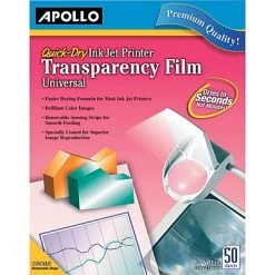Projector Parts & Accessories Apollo Inkjet Printer Transparency Film, Clear, 8 1/2"(W) X 11"(H), 50/Box (CG7031S)