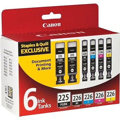 Canon PGI-225/CLI-226 Black/Photo Black/Cyan/Magenta/Yellow Standard Yield Ink Cartridge, 6/Pack (4530B012) 4 Canon PGI-225/CLI-226 Black/Photo Black/Cyan/Magenta/Yellow Standard Yield Ink Cartridge, 6/Pack (4530B012) - Image 2