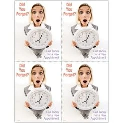 Medical Arts Press Medical Laser Postcards Photo Image Postcards; For Laser Printer; Missed Appointment, Clock, 100/Pk
