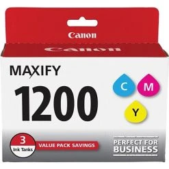 Canon PGI-1200 Cyan/Magenta/Yellow Standard Yield Ink Cartridge, 3/Pack (9232B005)