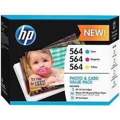HP 564 Cyan/Magenta/Yellow Standard Yield Ink Cartridge, 3/Pack (J2X80AN#140)
