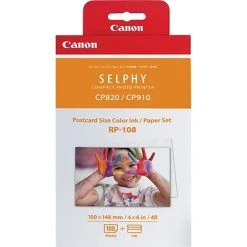 Canon RP-108 High-Capacity Color Ink/Paper Set, 4" X 6", 108 Sheets