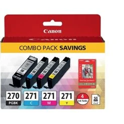 Canon PGI-270/CLI-271 Black/Cyan/Magenta/Yellow Standard Yield Ink Cartridge, 4/Pack (0373C005)