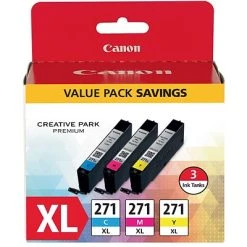 Canon CLI-271 Cyan/Magenta/Yellow High Yield Ink Cartridge, 3/Pack (0337C005)