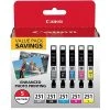Canon CLI-251 Black/Cyan/Magenta/Yellow/Gray Standard Yield Ink Cartridge, 5/Pack (6513B011)