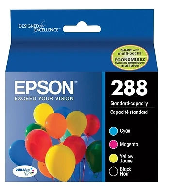 Epson T288 Black/Cyan/Magenta/Yellow Standard Yield Ink Cartridge, 4/Pack (T288120-BCS) 3 Epson T288 Black/Cyan/Magenta/Yellow Standard Yield Ink Cartridge, 4/Pack (T288120-BCS)