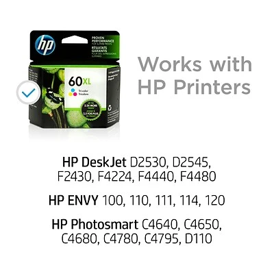 HP 60XL Tri-Color High Yield Ink Cartridge (CC644WN#140) 4 HP 60XL Tri-Color High Yield Ink Cartridge (CC644WN#140) - Image 2