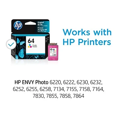 HP 64 Tri-Color Standard Yield Ink Cartridge (N9J89AN) 4 HP 64 Tri-Color Standard Yield Ink Cartridge (N9J89AN) - Image 2