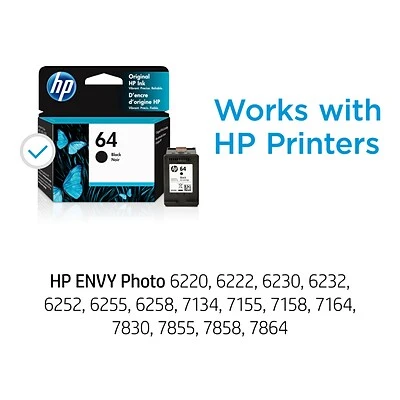 HP 64 Black Standard Yield Ink Cartridge (N9J90AN) 4 HP 64 Black Standard Yield Ink Cartridge (N9J90AN) - Image 2