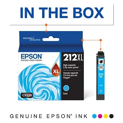 Epson T212XL Cyan High Yield Ink Cartridge (T212XL220-S) 4 Epson T212XL Cyan High Yield Ink Cartridge (T212XL220-S) - Image 2