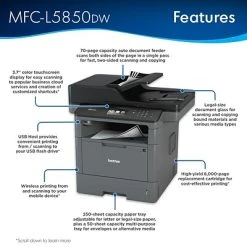 Printers Brother MFC-L5850DW Monochrome Laser Printer All-In-One With Wireless, Network Ready And USB -Epson Shop sp113121768 s7