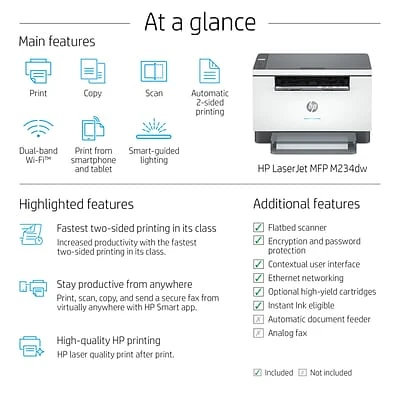 Printers HP LaserJet MFP M234dw Wireless Black & White All-in-One Printer, Instant Ink Ready (6GW99F) 5 Printers HP LaserJet MFP M234dw Wireless Black & White All-in-One Printer, Instant Ink Ready (6GW99F) - Image 3