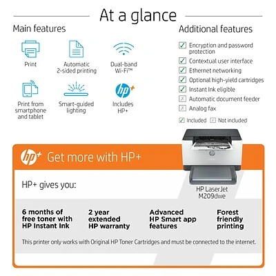 Printers HP LaserJet M209dwe Wireless Black & White Printer Includes 6 Months Of FREE Toner With HP+ (6GW62E) 8 Printers HP LaserJet M209dwe Wireless Black & White Printer Includes 6 Months Of FREE Toner With HP+ (6GW62E) - Image 6