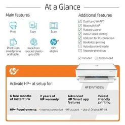 Printers HP ENVY 6055e Wireless Color All-in-One Printer Includes 6 Months Of FREE Ink With HP+ (223N1A) -Epson Shop sp126566326 s7