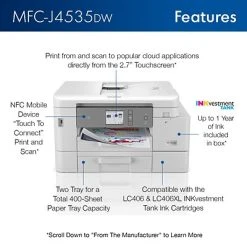 Printers Brother INKvestment Tank MFC-J4535DW Wireless Color All-in-One Inkjet Printer -Epson Shop sp132858122 s7