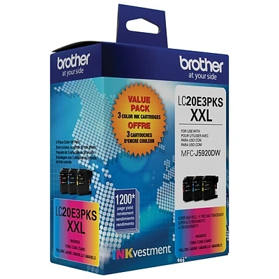 Brother LC20E3PKS Cyan/Magenta/Yellow Extra High Yield Ink Cartridge, 3/Pack (LC20E3PKS) 10 Brother LC20E3PKS Cyan/Magenta/Yellow Extra High Yield Ink Cartridge, 3/Pack (LC20E3PKS) - Image 8