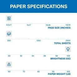 Copy & Multipurpose Paper Hammermill Premium Color Copy 60 Lb. Cover Paper, 8.5" X 11", Photo White, 250 Sheets/Pack (122549) -Epson Shop sp167253166 s7