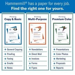 Copy & Multipurpose Paper Hammermill Premium Color Copy 60 Lb. Cover Paper, 8.5" X 11", Photo White, 250 Sheets/Pack (122549) -Epson Shop sp167253168 s7