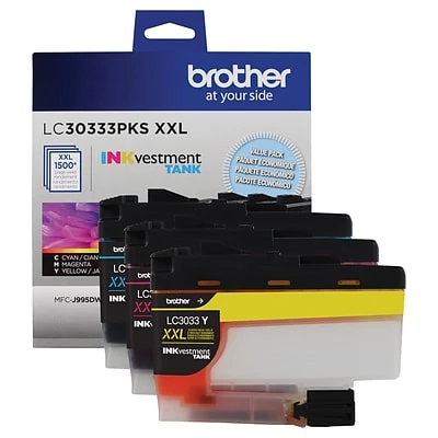 Brother LC3033 Cyan/Magenta/Yellow Super High Yield Ink Tank Cartridge, 3/Pack 3 Brother LC3033 Cyan/Magenta/Yellow Super High Yield Ink Tank Cartridge, 3/Pack