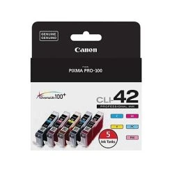 Canon CLI-42 Cyan/Magenta/Yellow/Photo Cyan/Photo Magenta Standard Yield Ink Cartridge, 5/Pack (6385B010)