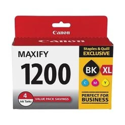 Canon PGI 1200XL High Yield Black/Standard Color Ink Cartridges, 4/Pack (9183B005)