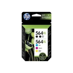 HP 564XL Black/Cyan/Magenta/Yellow High Yield Ink Cartridges, 5/Pack (N9H68FN)