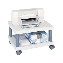 Carts & Stands Safco Wave 2-Shelf Plastic/Poly Mobile Printer Stand With Lockable Wheels, Light Gray/Charcoal (1861GR)