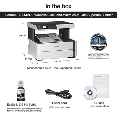 Printers Epson EcoTank® ET-M2170 Wireless Monochrome All-in-One SuperTank Printer 8 Printers Epson EcoTank® ET-M2170 Wireless Monochrome All-in-One SuperTank Printer - Image 6